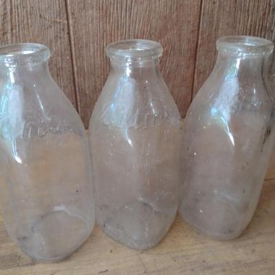 Set of Three Vintage Biltmore Dairy Farm One Quart Glass Milk Bottles (#30)