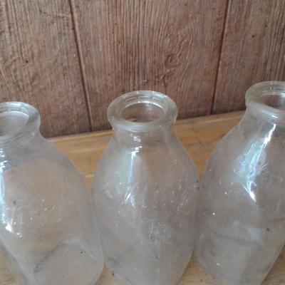 Set of Three Vintage Biltmore Dairy Farm One Quart Glass Milk Bottles (#30)