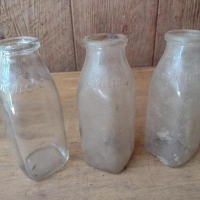 Set of Three Vintage Biltmore Dairy Farm One Quart Glass Milk Bottles (#31)