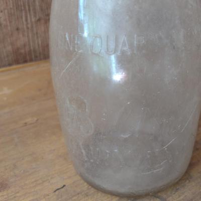 Unique Misshapen Vintage Biltmore Dairy Farm One Quart Glass Milk Bottle (#33)
