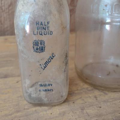 Pair of Vintage Biltmore Dairy Farm Pint and Half Pint Glass Milk Bottles (#34)