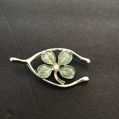 Sale Photo Thumbnail #52: Gold tone, vintage, Wishbone, four leaf clover, brooch by Gerry please see attached photos