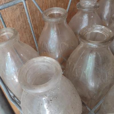Vintage Wire Milk Crate with Majority are Marked Foremost Glass Milk Bottles Pint Sizes (#38)