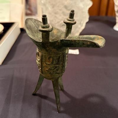 Antique Chinese Bronze Wine Vessel / Cup