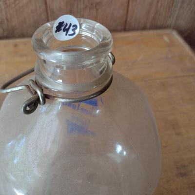 Vintage Cline-Land Painted Logo Dairy Glass One Gallon Milk Bottle (#43)