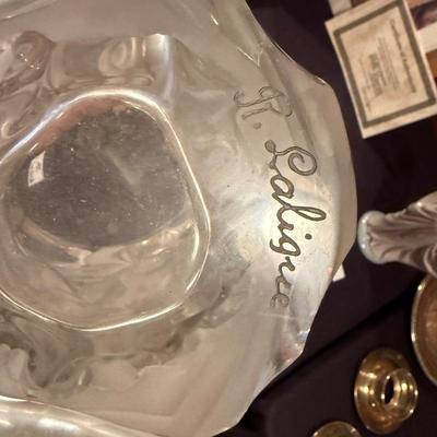 Frosted Crystal Vase with Raised Cherub Decoration