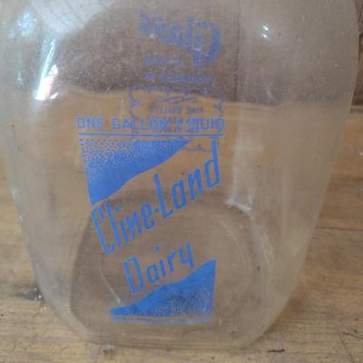 Vintage Cline-Land Painted Logo Dairy Glass One Gallon Milk Bottle (#44)