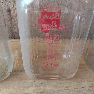 Set of Three Vintage Painted Logo Dairy Glass Half Gallon Milk Bottles Gerow's Dairy, Black's Dairy and Coburg (#45)