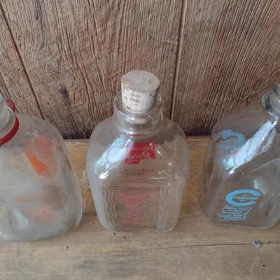 Set of Three Vintage Painted Logo Dairy Glass Half Gallon Milk Bottles Gerow's Dairy, Black's Dairy and Coburg (#45)