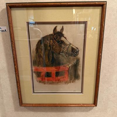 Framed Original Horse Matted Art Painting / Drawing