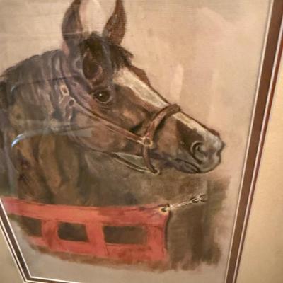 Framed Original Horse Matted Art Painting / Drawing