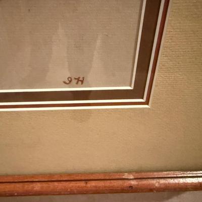 Framed Original Horse Matted Art Painting / Drawing