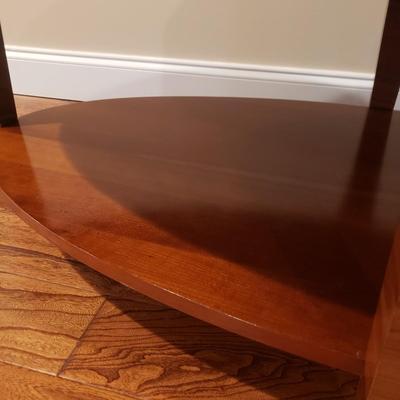 Two Tiered Wooden Oval Table on Wheels