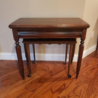 Wooden Fold Top Tea Table and Nesting Table