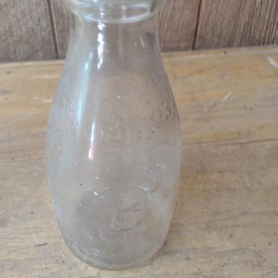 Vintage Three-Cent Glass Dairy One Pint Milk Bottle (#49)