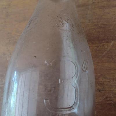 Vintage Three-Cent Glass Dairy One Pint Milk Bottle (#49)