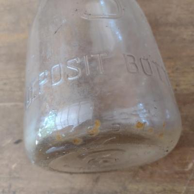 Vintage Three-Cent Glass Dairy One Pint Milk Bottle (#49)