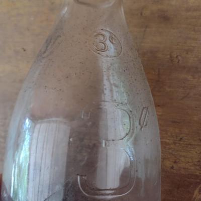 Vintage Three-Cent Glass Dairy One Pint Milk Bottle (#49)