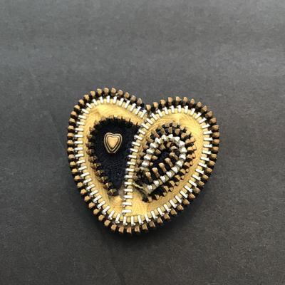Sale Photo Thumbnail #210: Handcrafted brooch with zippers please see attached photos