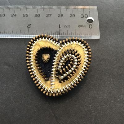 Sale Photo Thumbnail #212: Handcrafted brooch with zippers please see attached photos