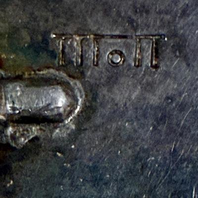 Sale Photo Thumbnail #14: Looks to be Royston Turquoise in Silver, possible Navajo origin but markings could not be traced.  Great set, good condition.