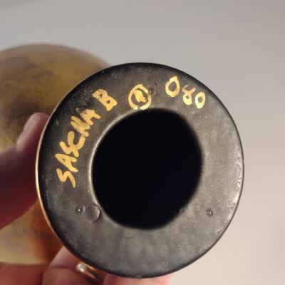 Sale Photo Thumbnail #120: Vintage Mid-Century Sascha Brastoff Pottery Chalice with Golden Art Design.  Signed by artist.  Possibly circa 1940.