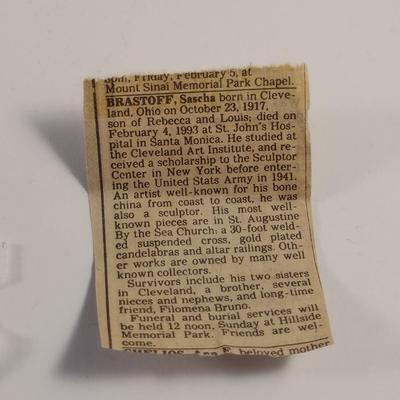 Sale Photo Thumbnail #124: Vintage Mid-Century Sascha Brastoff Pottery Chalice with Golden Art Design.  Signed by artist.  Possibly circa 1940.