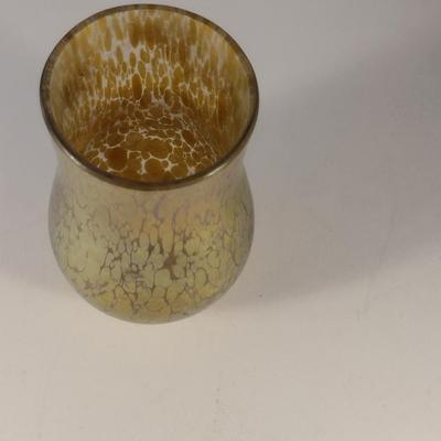 Sale Photo Thumbnail #131: Vintage Hand Blown Vase with Iridescent Finish- Possibly Loetz Glass