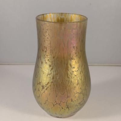 Sale Photo Thumbnail #130: Vintage Hand Blown Vase with Iridescent Finish- Possibly Loetz Glass