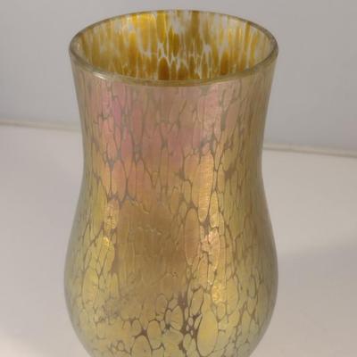 Sale Photo Thumbnail #132: Vintage Hand Blown Vase with Iridescent Finish- Possibly Loetz Glass