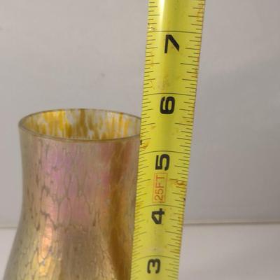 Sale Photo Thumbnail #133: Vintage Hand Blown Vase with Iridescent Finish- Possibly Loetz Glass