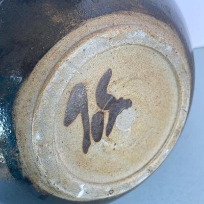 Blue/black Pierced Pottery Bowl Artist Made
