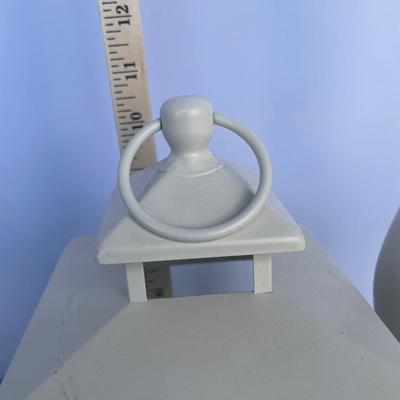3 Piece Cream Metal Lantern & Candle Stands