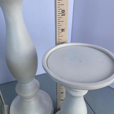 3 Piece Cream Metal Lantern & Candle Stands