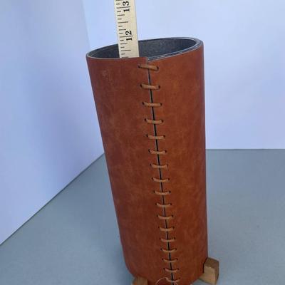 Tall Glass Vase with Faux Leather Wrap