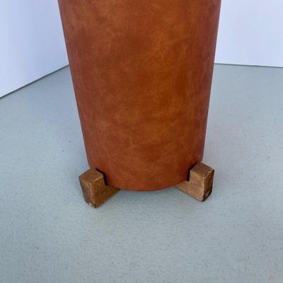 Tall Glass Vase with Faux Leather Wrap