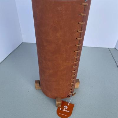 Tall Glass Vase with Faux Leather Wrap