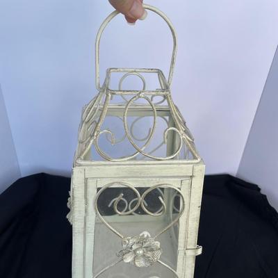Tall Cream Metal Lantern