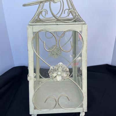 Tall Cream Metal Lantern