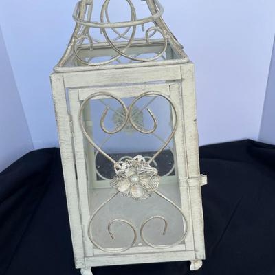 Tall Cream Metal Lantern