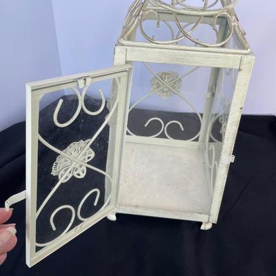 Tall Cream Metal Lantern