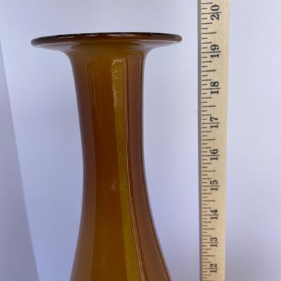 2 Amber Glass Vases
