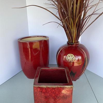 3 Red Pottery Vases/Pots