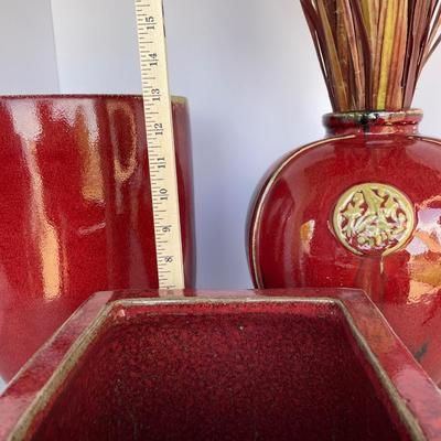 3 Red Pottery Vases/Pots