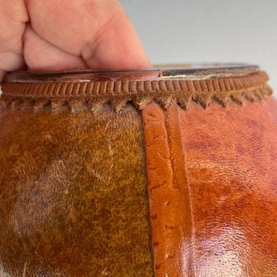 Glass lined Leather Lidded Bowl