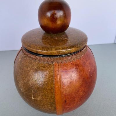 Glass lined Leather Lidded Bowl