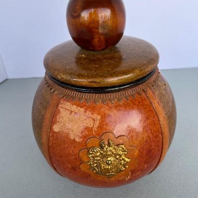 Glass lined Leather Lidded Bowl