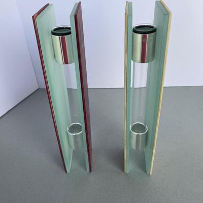 2 Morin Choiniere Frosted Glass Vases