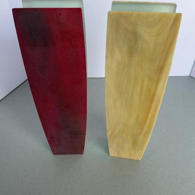 2 Morin Choiniere Frosted Glass Vases