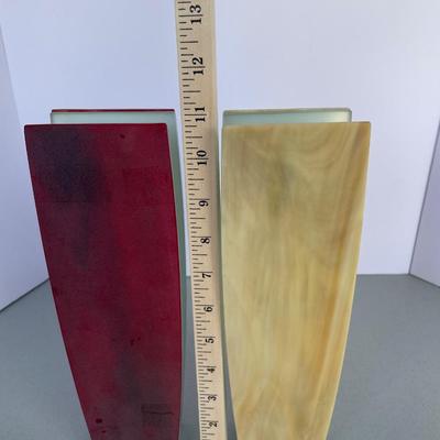 2 Morin Choiniere Frosted Glass Vases
